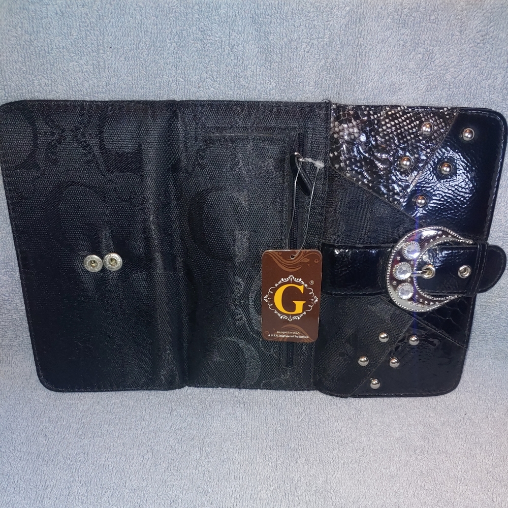 Multi-Pattern Tri-Fold Wallet Black &Silver - Picture 4 of 6